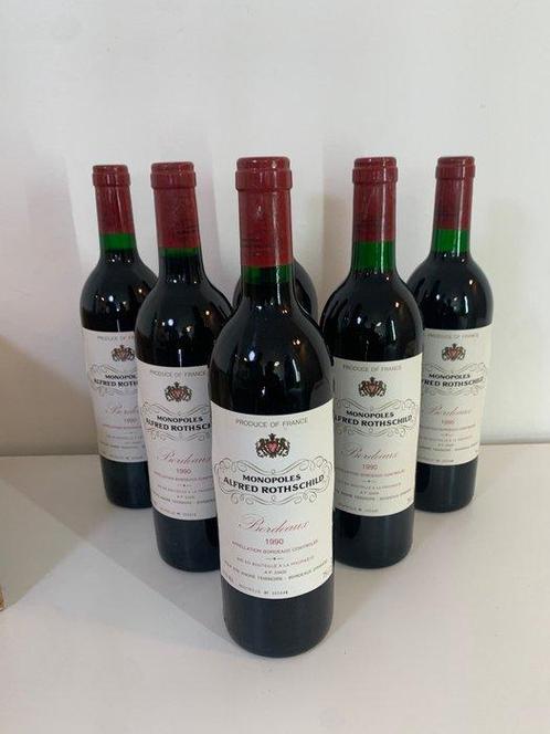 1990 Monopoles, Alfred de Rothschild - Haut-Médoc - 6, Verzamelen, Wijnen
