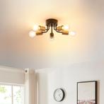 Plafondlamp Barrow 5-lichts zwart en goud E27 Ø33 cm lux.pro, Verzenden, Nieuw