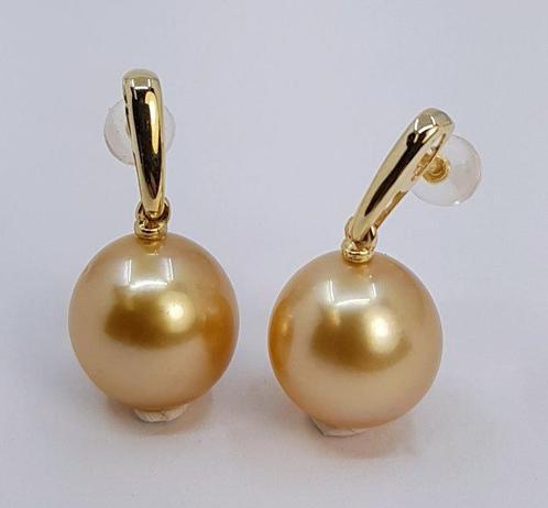 Oorbellen - 14 karaat Geel goud - 11x12mm Zuidzeeparels, Sieraden, Tassen en Uiterlijk, Oorbellen