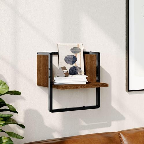 vidaXL Wandschap met stang 30x25x30 cm bruin eikenkleur, Huis en Inrichting, Woonaccessoires | Wandplanken en Boekenplanken, Nieuw