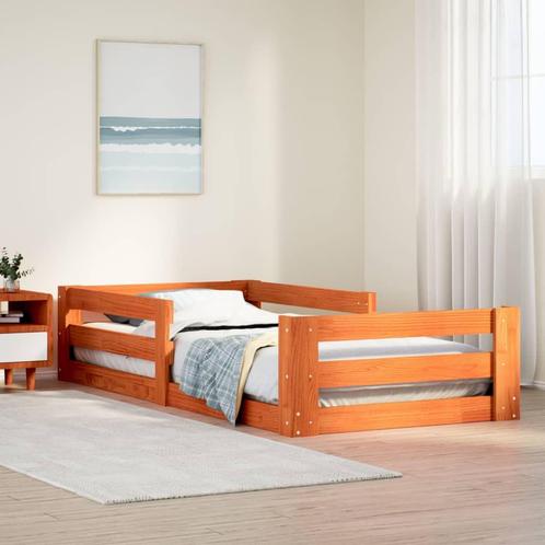 vidaXL Bedframe zonder matras massief grenenhout wasbruin, Huis en Inrichting, Slaapkamer | Bedden, 80 cm, 190 cm of minder, Bruin