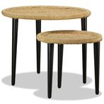 Salontafels Jute 2-delig | Tweedekansje | Handgemaakt | O..., Huis en Inrichting, Tafels | Salontafels, Minder dan 50 cm, Rond
