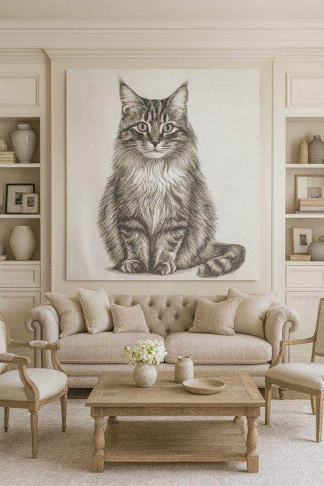ARAZZO Felino Esclusivo in jacquard van katoen en alpaca -, Antiek en Kunst, Antiek | Kleden en Textiel