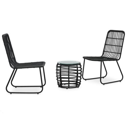 vidaXL 3-delige Bistroset poly rattan zwart, Tuin en Terras, Tuinsets en Loungesets, Nieuw, 3 zitplaatsen, Rotan, Verzenden