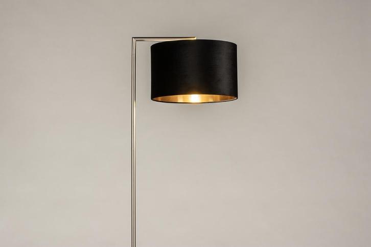 Rietveld Vloerlampen - Zwart, Staalgrijs, Goud - Staal, Stof, Huis en Inrichting, Lampen | Vloerlampen, Verzenden
