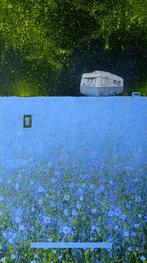 Paco Guzmán - Caravana sobre campo de flores azules