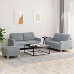 vidaXL 3-delige Loungeset met kussens stof lichtgrijs, Huis en Inrichting, Banken | Bankstellen, Verzenden, 150 tot 200 cm, Nieuw