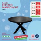 Ronde tafel / eettafel zwart mangohout 120cm v.a. €315,-!!, Huis en Inrichting, Tafels | Eettafels, Nieuw, 100 tot 150 cm, Rond