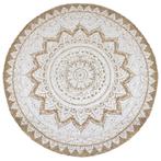 vidaXL Tapijt met print rond 180 cm gevlochten jute, Huis en Inrichting, Stoffering | Tapijten en Kleden, Verzenden, Nieuw, Beige