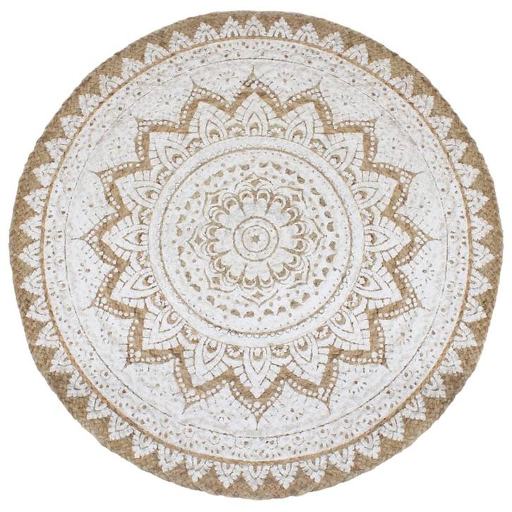 vidaXL Tapijt met print rond 180 cm gevlochten jute, Huis en Inrichting, Stoffering | Tapijten en Kleden, Beige, Nieuw, Verzenden