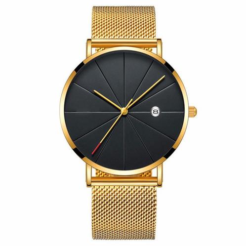 Fako® - Horloge - Mesh - Chicago - Ø40mm - Goud/Zwart, Sieraden, Tassen en Uiterlijk, Horloges | Dames, Verzenden