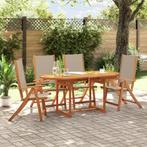 vidaXL 5-delige Tuinset massief acaciahout en textileen, Tuin en Terras, 4 zitplaatsen, Nieuw, Tuinset, Verzenden