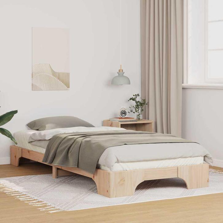 vidaXL Bedframe met opslag Bruin 100 x 220 cm Hout, Huis en Inrichting, Slaapkamer | Bedden, Nieuw, Hout, Verzenden