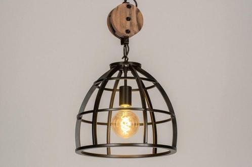 Rietveld Hanglampen - Zwart - Metaal, Hout, Huis en Inrichting, Lampen | Hanglampen, Verzenden