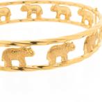 18 Krt. Gouden armband met olifanten | Ø 55,6 mm (schakel), Goud, Gebruikt, Ophalen of Verzenden, Overige kleuren