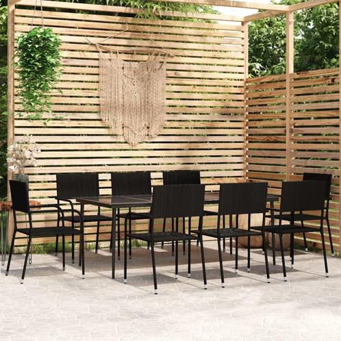 vidaXL 9-delige Tuinset zwart, Tuin en Terras, Tuinsets en Loungesets, Tuinset, Nieuw, 8 zitplaatsen, Rotan, Verzenden