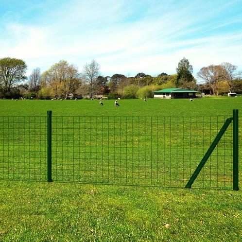 vidaXL Euro hek 25x1,5 m staal groen, Tuin en Terras, Schuttingen, Nieuw, IJzer, 1 tot 2 meter, Verzenden