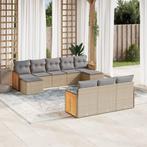 vidaXL 10-delige Loungeset met kussens poly rattan beige, Verzenden, Nieuw, Rotan, Loungeset