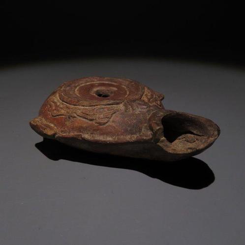 Oud-Romeins Terracotta Olie lamp. 1e - 4e eeuw na Christus., Verzamelen, Mineralen en Fossielen