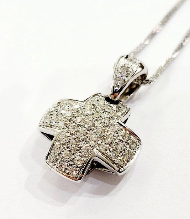 Estrò - Ketting met hanger - 18 karaat Witgoud - 1.00ct. tw., Sieraden, Tassen en Uiterlijk, Antieke sieraden