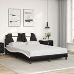 vidaXL Bedframe met hoofdbord kunstleer zwart en wit 120x200, Overige materialen, Verzenden, Zwart, Nieuw