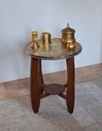 Bijzettafel (5) - Hout eiken - Koper - Messing + Accessoires