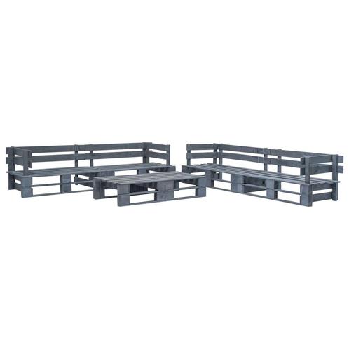 vidaXL 6-delige Loungeset pallet hout grijs, Tuin en Terras, Tuinsets en Loungesets, Loungeset, Nieuw, 6 zitplaatsen, Verzenden