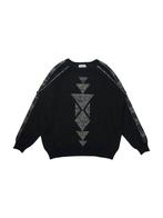 Vintage Gotzburg Black Printed Knit Sweater maat M, Kleding | Heren, Ophalen of Verzenden, Zo goed als nieuw, Vintage