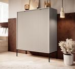 Meubella Dressoir Navil beige zwart 104 cm, 100 tot 150 cm, Verzenden, Nieuw, Modern