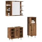 vidaXL 3-delige Badkamermeubelset bewerkt hout oud, Huis en Inrichting, Badkamer | Badkamermeubels, Verzenden, Nieuw