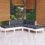 vidaXL 5-delige Loungeset met kussens grenenhout wit, Verzenden, Nieuw, 5 zitplaatsen, Loungeset