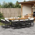 vidaXL 13-delige Tuinset met kussens poly rattan zwart, Tuin en Terras, Tuinsets en Loungesets, 2 zitplaatsen, Nieuw, Tuinset