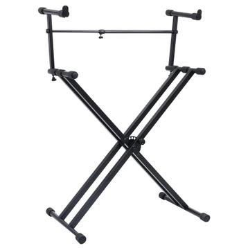 vidaXL Keyboardstandaard X-frame dubbel versterkt zwart beschikbaar voor biedingen