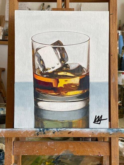MAX - Whisky con Ghiaccio - Whisky on the rocks, Antiek en Kunst, Kunst | Schilderijen | Modern