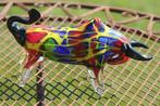 sculptuur, kleurijke stier in murano stijl - 11 cm - Glas