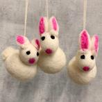 Set van 3 Vilten hangertjes - Konijntjes - 5x4cm NIEUW, Ophalen of Verzenden, Nieuw