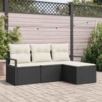 vidaXL Tuin Sofa Set 4 pcs Zwart Poly riet, Tuin en Terras, Verzenden, Nieuw, Rotan