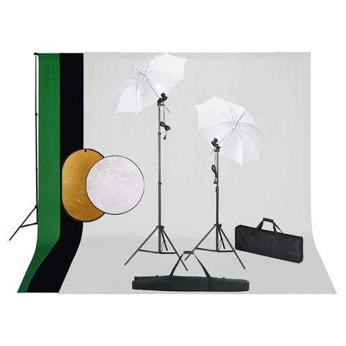 vidaXL Fotostudioset met lampen, paraplus, achtergrond en, Audio, Tv en Foto, Fotografie | Fotostudio en Toebehoren, Nieuw, Verzenden