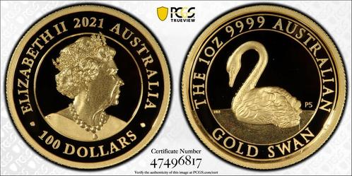 Australië 1 Ounce Gold Swan P5 High Relief 100 dollar 2021 P, Postzegels en Munten, Munten | Oceanië, Losse munt, Goud, Verzenden