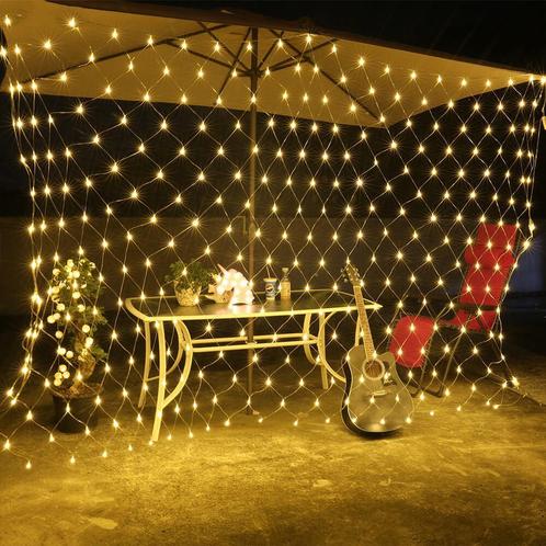 Solar lichtnet Dasher met 8 lichtstanden - 3 x 2 meter, Tuin en Terras, Buitenverlichting, Waterbestendig, Led, Licht-donker-sensor