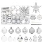 vidaXL 108-delige Kerstballenset zilver en wit, Diversen, Kerst, Verzenden, Nieuw