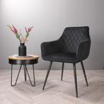 Eetkamerstoel met armleuning  Velvet Zwart - Armstoel, Huis en Inrichting, Stoelen, Ophalen of Verzenden, Nieuw, Zwart