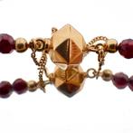 Granaat ketting/sautoir met gouden slot; Antiek/vintage |..., Sieraden, Tassen en Uiterlijk, Kettingen, Gebruikt, Overige kleuren