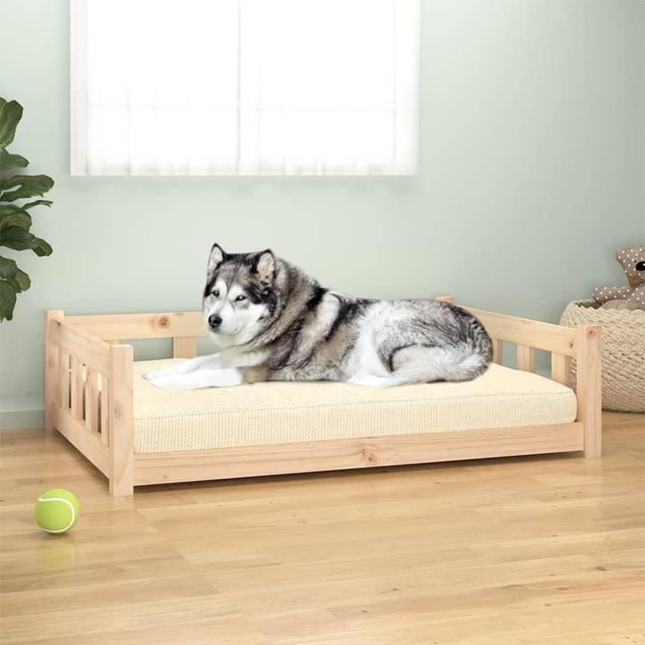 vidaXL Hondenbed 105,5x75,5x28 cm massief grenenhout, Dieren en Toebehoren, Honden-accessoires, Nieuw, Verzenden