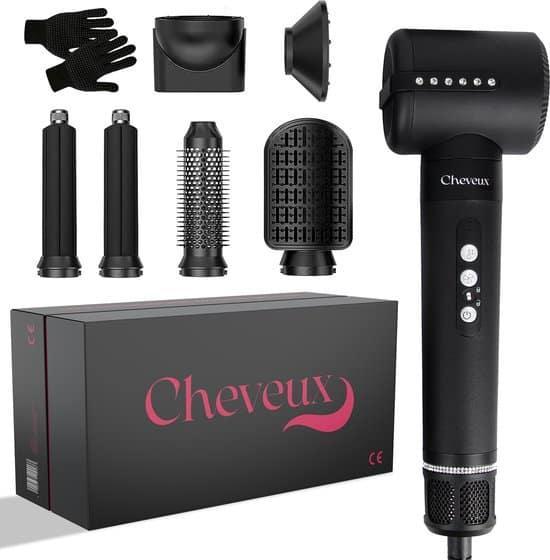 Cheveux 7-in-1 Airstyler PRO Zwart - Krultang - Fohnborstel, Sieraden, Tassen en Uiterlijk, Uiterlijk | Haarverzorging, Zo goed als nieuw