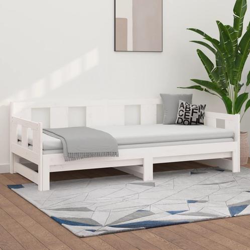 vidaXL Slaapbank uitschuifbaar massief grenenhout wit, Huis en Inrichting, Slaapkamer | Bedden, 90 cm, 190 cm of minder, Wit, Eenpersoons