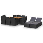 vidaXL 11-delige Tuinset poly rattan zwart, Tuin en Terras, Tuinsets en Loungesets, Verzenden, Nieuw, Rotan, Tuinset