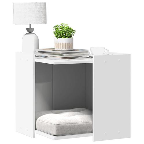 vidaXL Kattenbakkast 53x53x51 cm bewerkt hout wit, Dieren en Toebehoren, Katten-accessoires, Nieuw, Verzenden