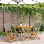 vidaXL 3-delige Bistroset poly rattan en massief hout grijs, Tuin en Terras, Tuinsets en Loungesets, Verzenden, Nieuw, Hardhout