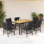 vidaXL 7-delige Tuinset met kussens poly rattan zwart, Tuin en Terras, Tuinsets en Loungesets, 6 zitplaatsen, Nieuw, Tuinset, Verzenden